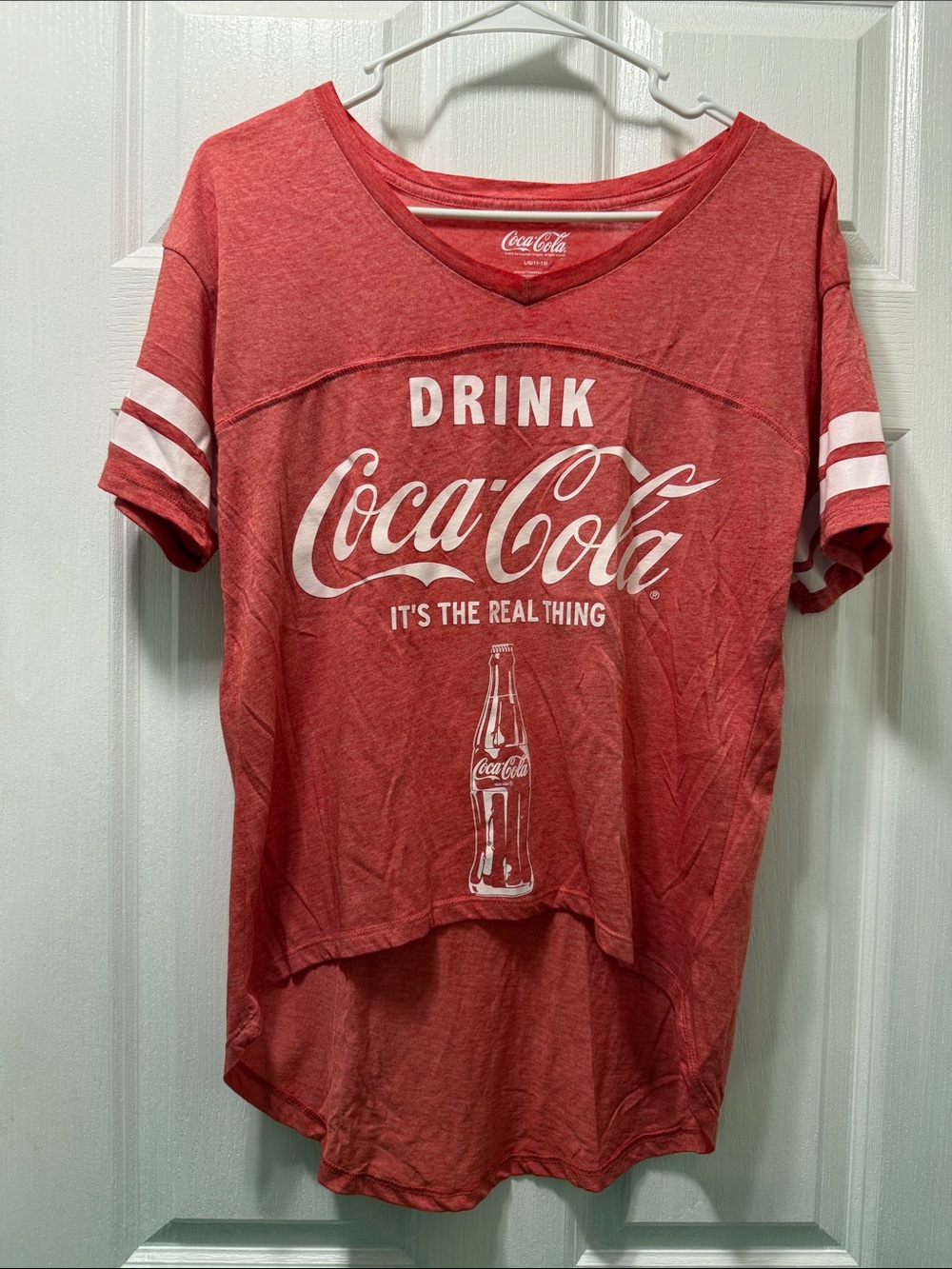 Coca-Cola Red Tee with White Logo and Stripes